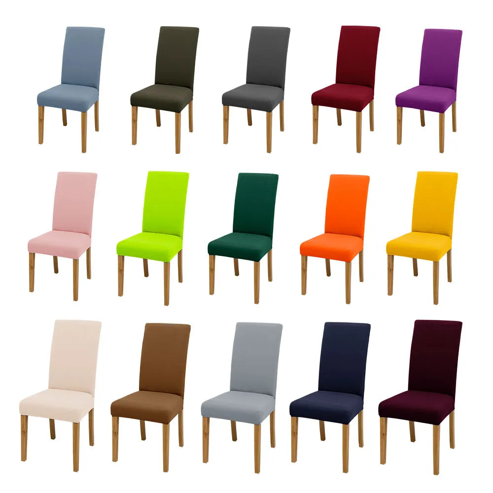 Solid Colors Chair Cover Dining Room Chair Seat Restaurant Weddings Banquet Hotel Elastic Flexible Stretch Spandex Chair Cover