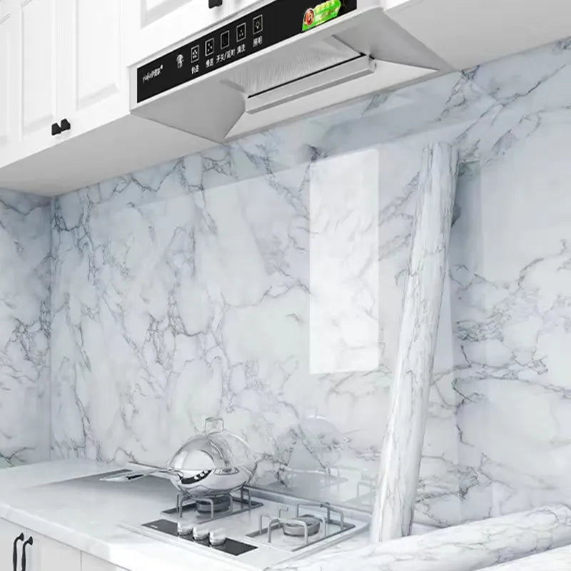 Marble Self-adhesive Waterproof Wallpaper Kitchen High Temperature Resistance Oil Proof Cabinet Refurbished Countertop Sticker