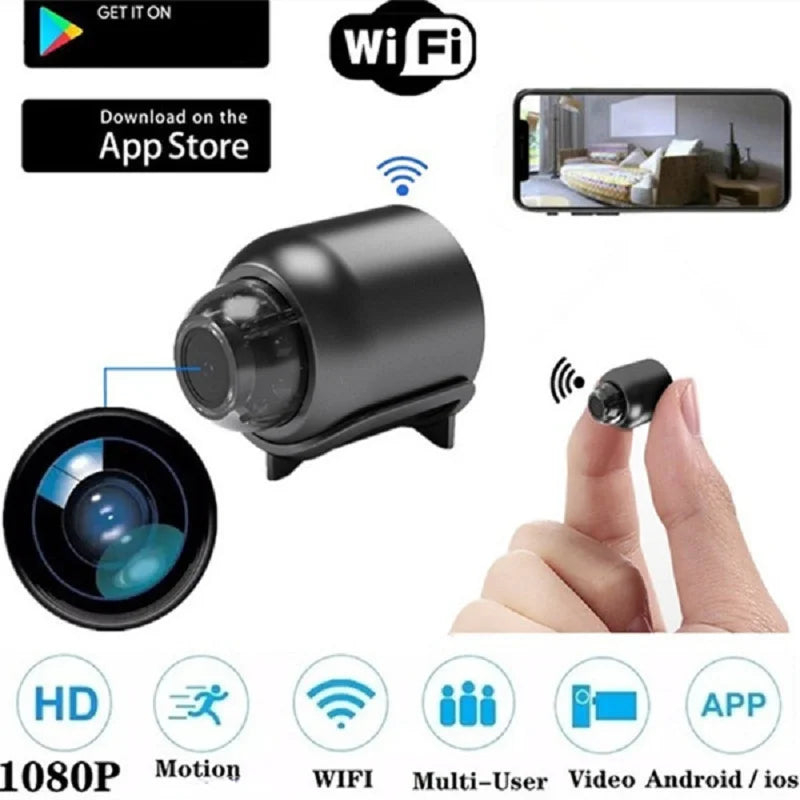 Camera Mini Small IP 1080P HD CCTV Wireless WiFi, Night Vision, Video Record, Motion Detection, Smart Home Security Surveillance, For Indoor Outdoor,  Safety Security, Alarm, Camcorder, Baby Monitor, Office