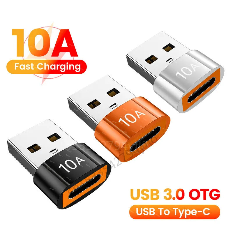 10A OTG USB 3.0 To Type C Adapter TypeC Female to USB Male Converter Fast Charging Data Transfer For Macbook Xiaomi Samsung